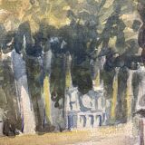 Landscape with watercolor signed