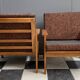 set of two Illum Wikkelso arm chairs for Niels Eilersen Denmark 1960s