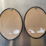 Pair of black wooden oval frames 1880’s  each 13 cm x 10 cm glass measurements 8.5 cm x 5.5 cm