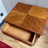 Small living room side table in solid cherry and veneer, Louis XVI style