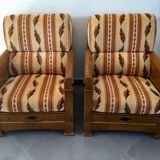 Jacques Leleu - Paire De Fauteuil En Merisier