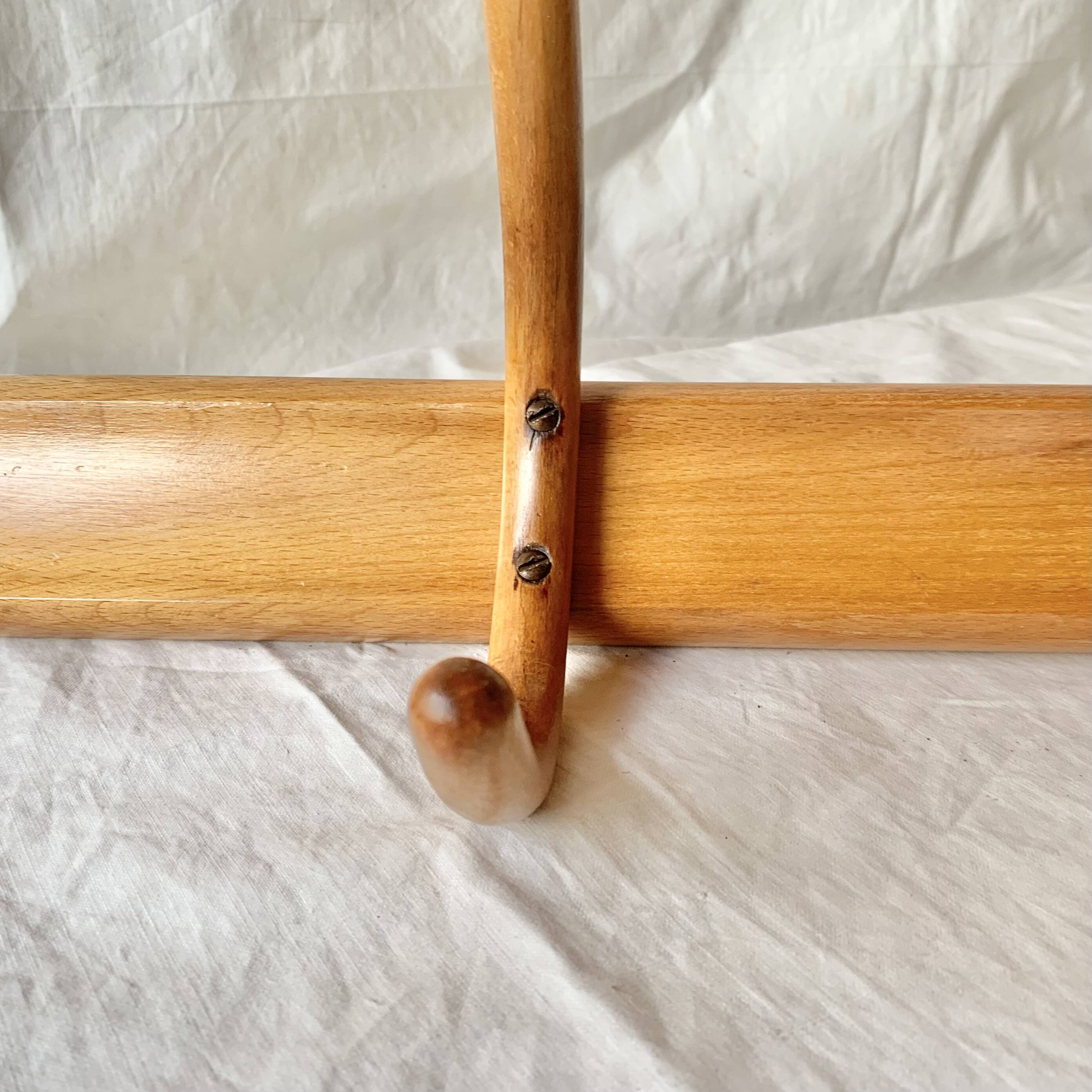 Old Thonet wall coat rack in bent wood - 3 hooks