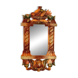 Miroir vintage en bois peint polychrome, 70´s