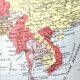 Vintage map Asia China Japan India USSR 43x43cm from 1950
