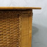 Mid-century italian bamboo, rattan and teak desk, 1960s