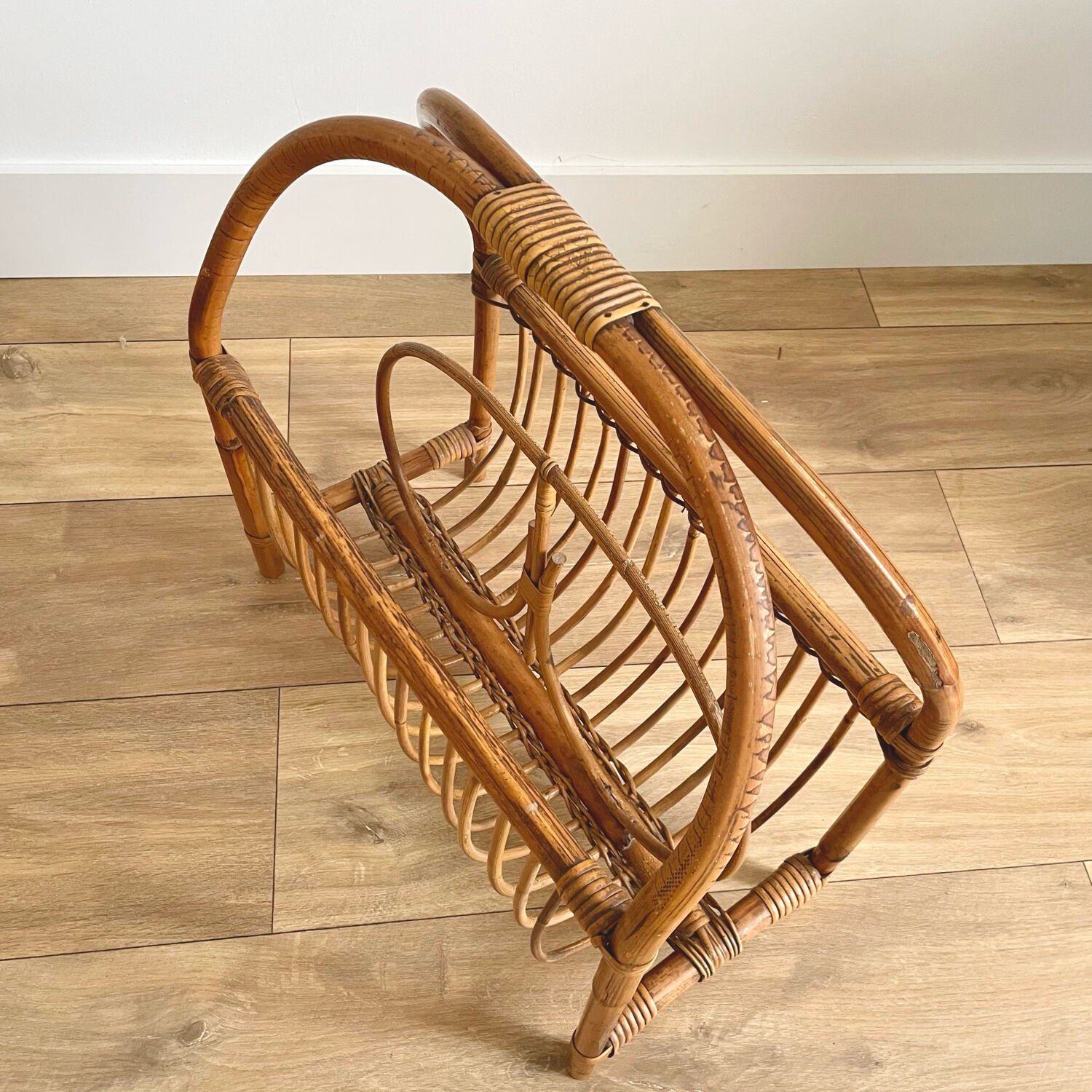 Rattan magazine holder