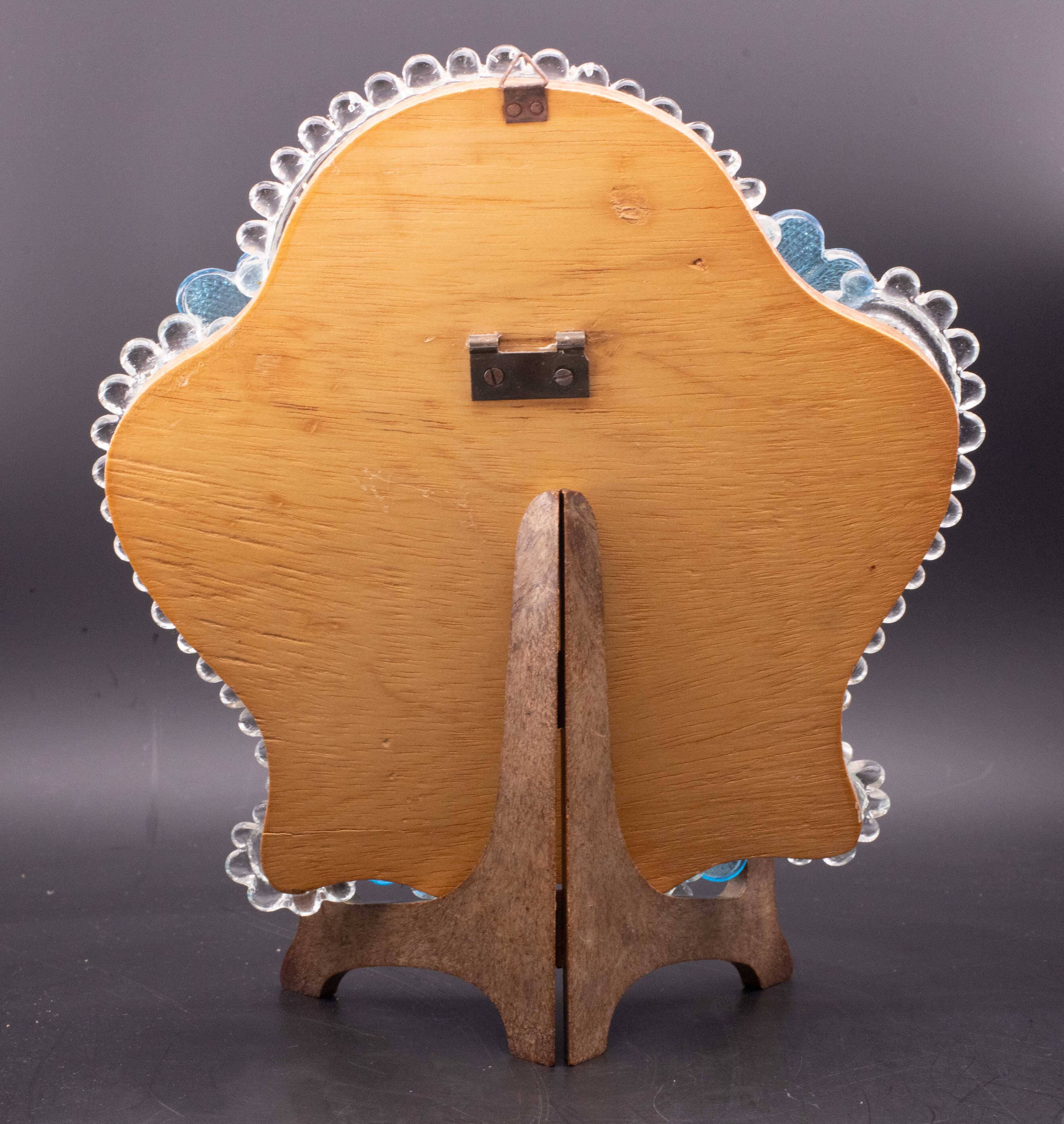 Classic Vintage Venetian Murano Bue Flower Glass Mirror, 1970s