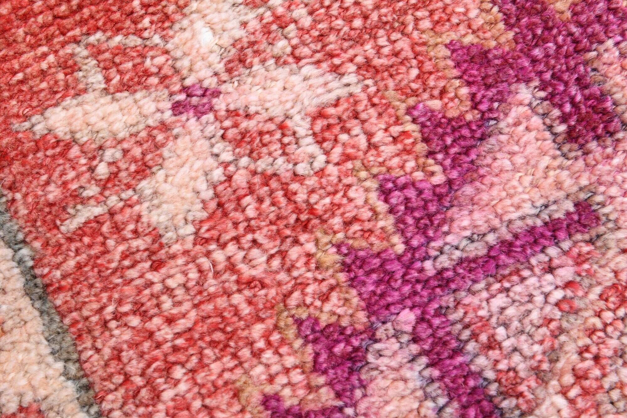 3x12 Vintage Pink & Red Turkish Runner Rug, Super Soft Rug, 86x378Cm
