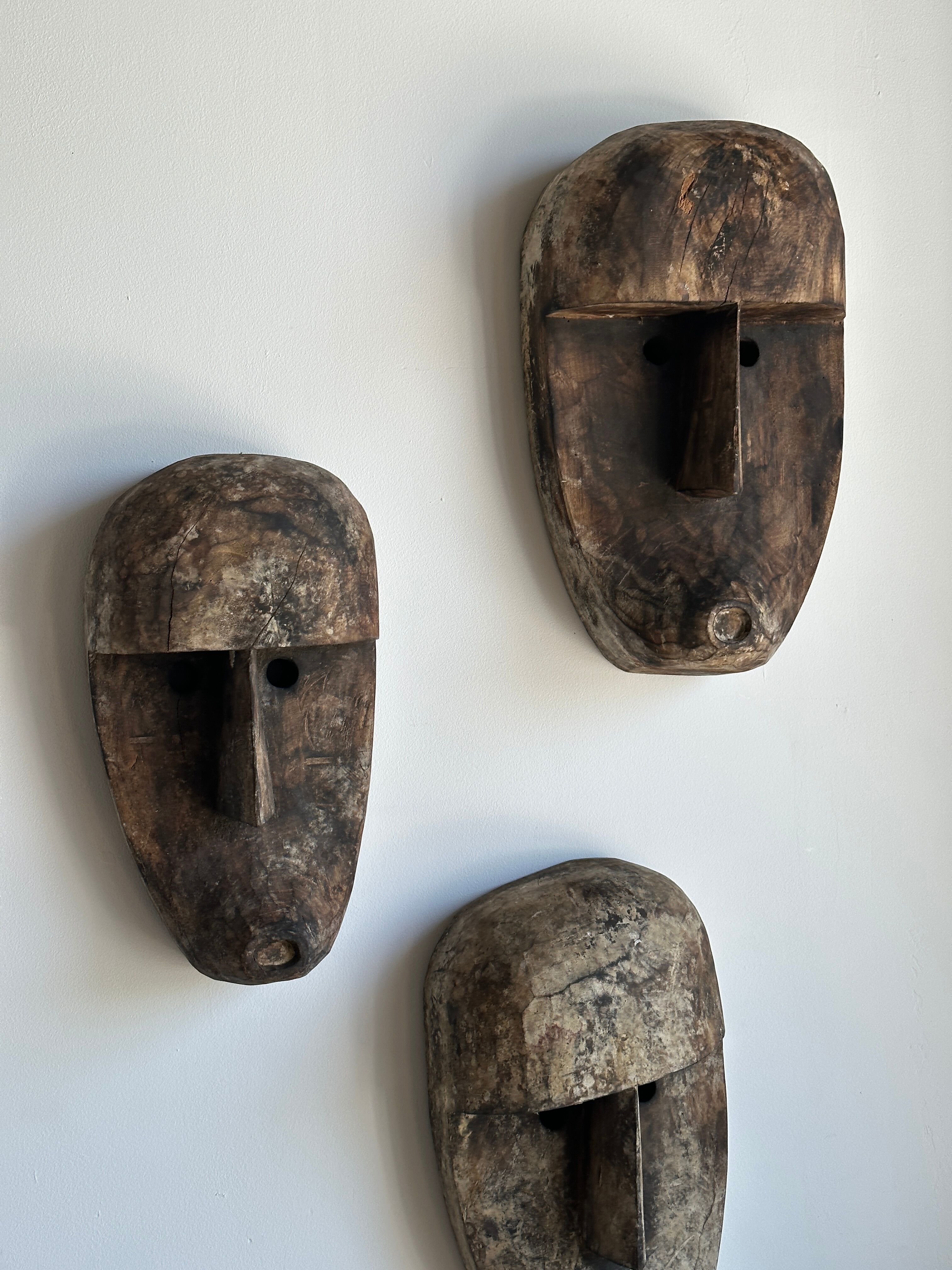 Large Timor mask in patinated wood H:50cm (1)
