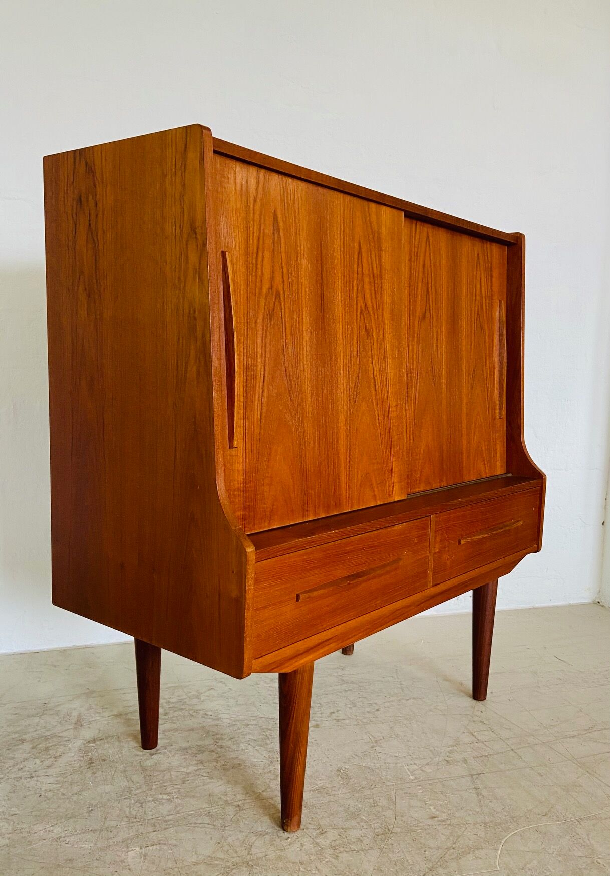 Vintage Danish mid-century teak bar cabinet 1960