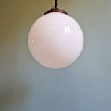 Art Deco suspension in white opaline, Val Saint-Lambert, 1920-30