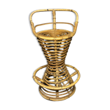 Rattan and bamboo stool in the style of Tito Agnoli