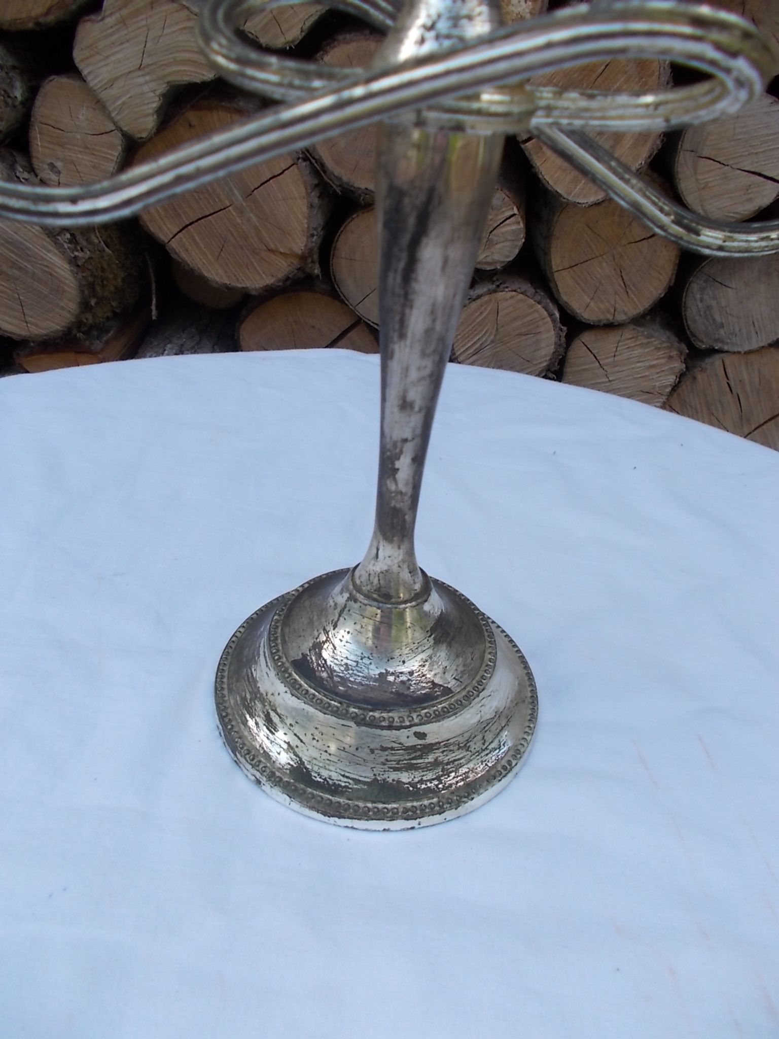 Patinated silver candlestick