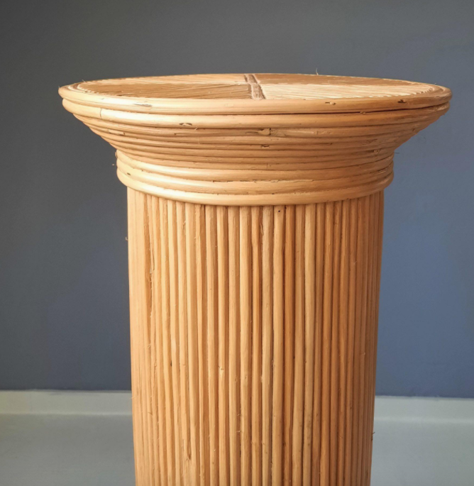 Rattan column stall foot pencil reed 1970s
