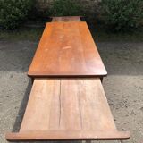 Table de ferme ancienne de style Louis Philippe en cerisier massif avec ses 2 allonges.