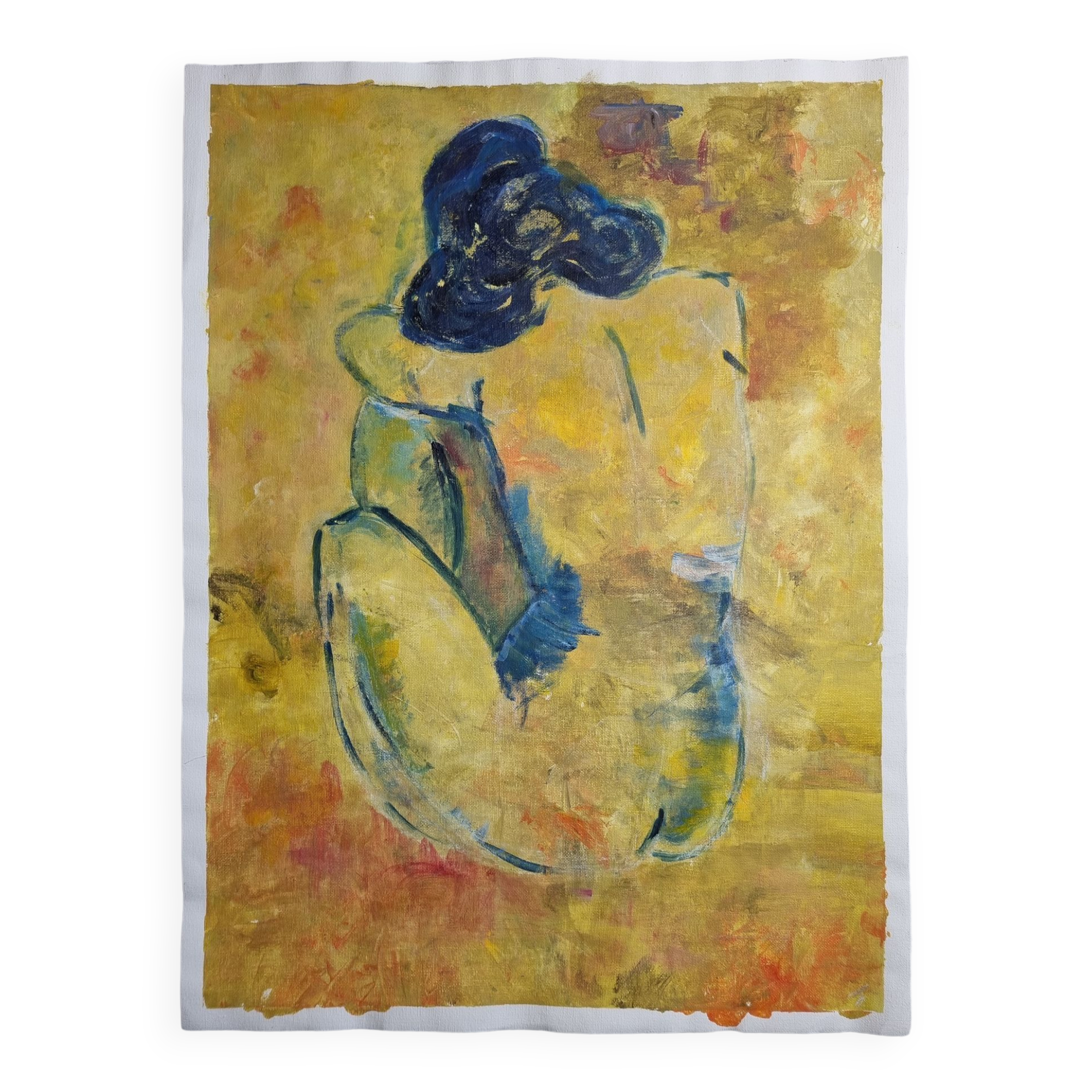 Nu de dos d'inspiration fauviste, huile sur toile 45 x 60 cm