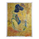 Nu de dos d'inspiration fauviste, huile sur toile 45 x 60 cm