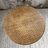Wicker and metal coffee table from the 1950s