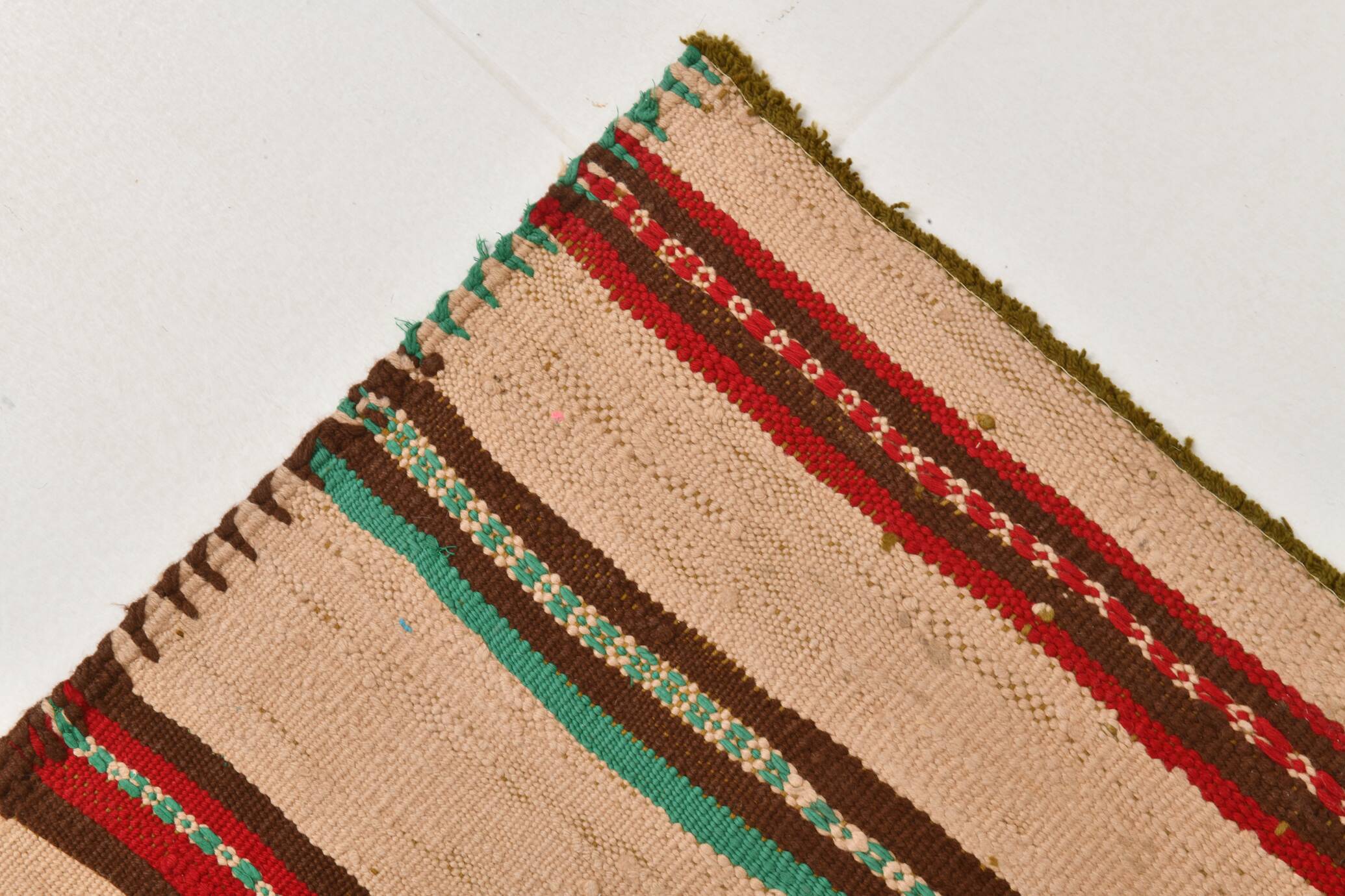 2x10 Red & Green Kilim Runner Rug, 79x323Cm