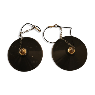 Batch of two industrial hanging lamps