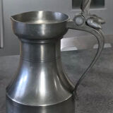 Antique pitcher with shoulder in fine punched tin finish pcorn