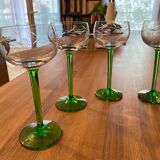 Set of 6 Engraved Glasses with Green Legs