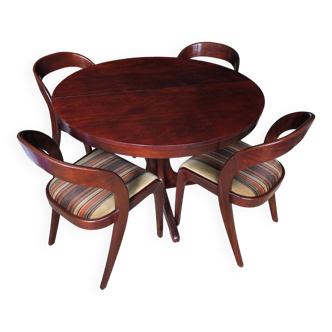 Baumann extendable round dining table and 4 gondola chairs