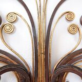 Wrought iron and glass wall light in the style of Maison Baguès