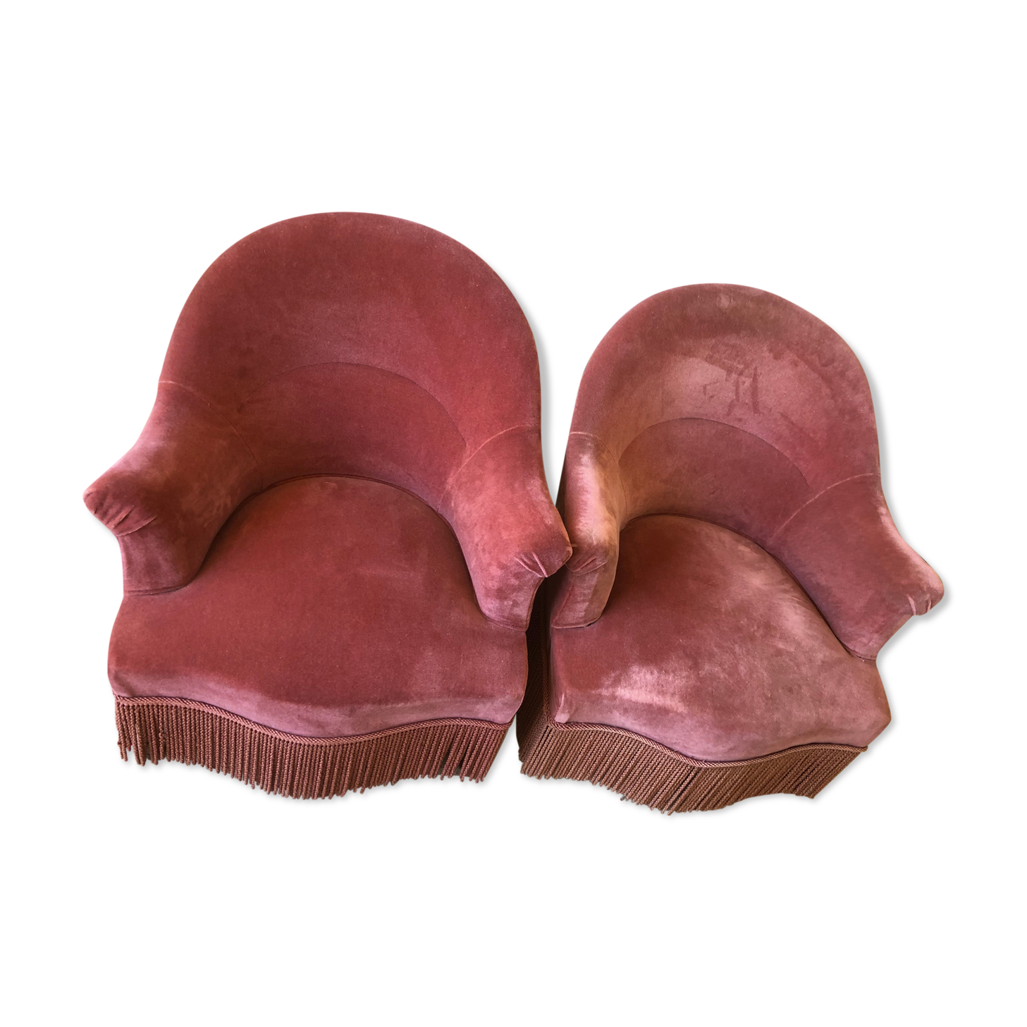 Pair of vintage pink velvet toad chair