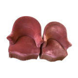 Pair of vintage pink velvet toad chair