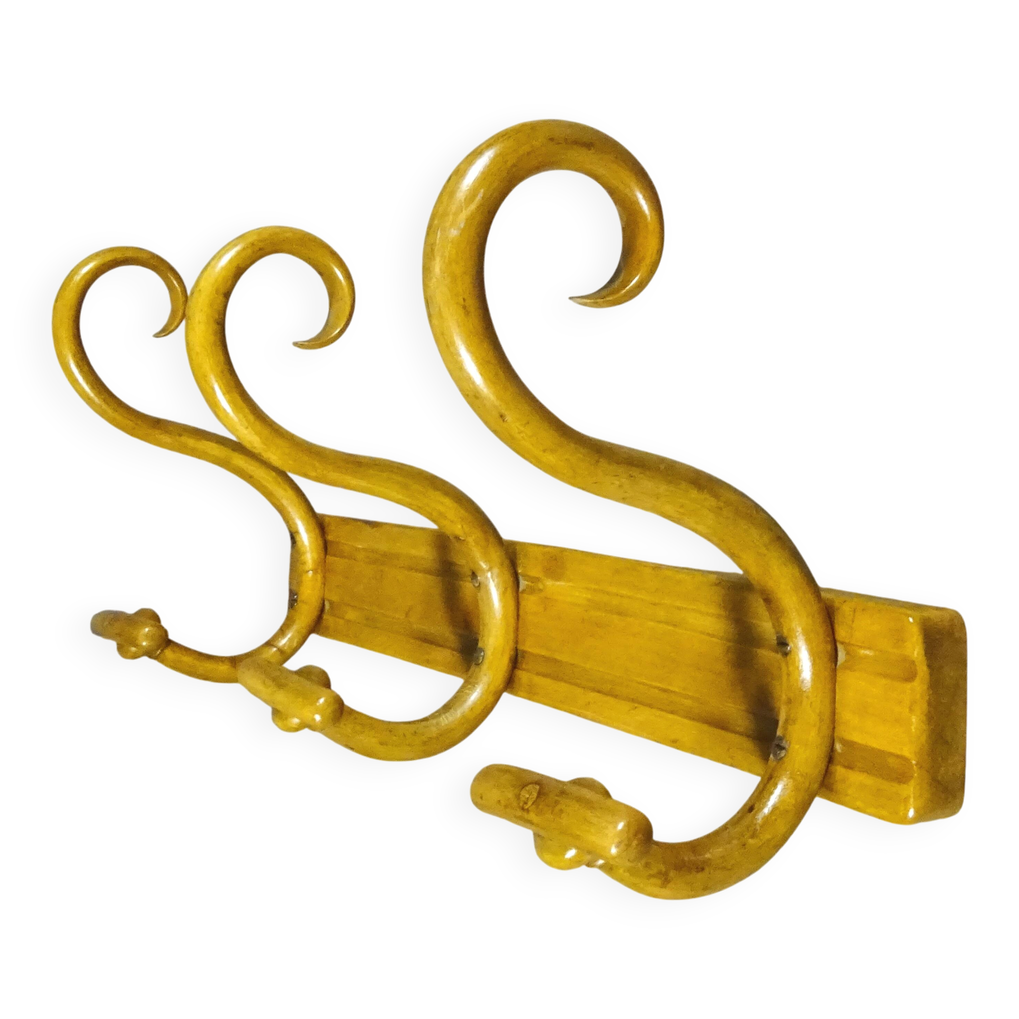 Wall coat rack Curved wood-Thonet with 3 hooks-1910 -