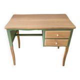 Beech wood desk with 2 drawers, curved legs.