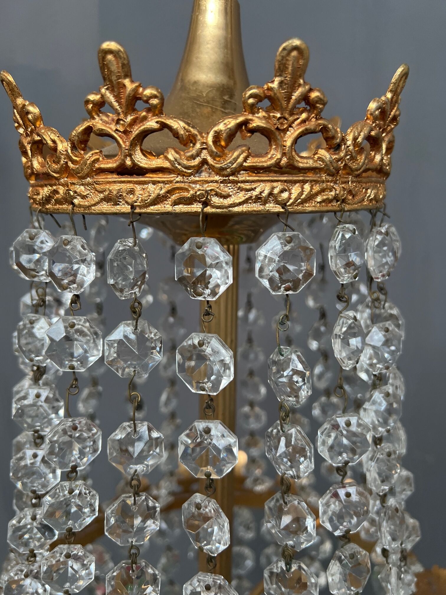 Louis XV style chandelier. Gilded bronze, massive ancient crystal.