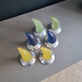 6 vintage horn coat hooks in resin and aluminium