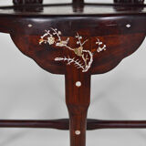 4 Asian armchairs in carved wood and mother-of-pearl inlaid, early twentieth century