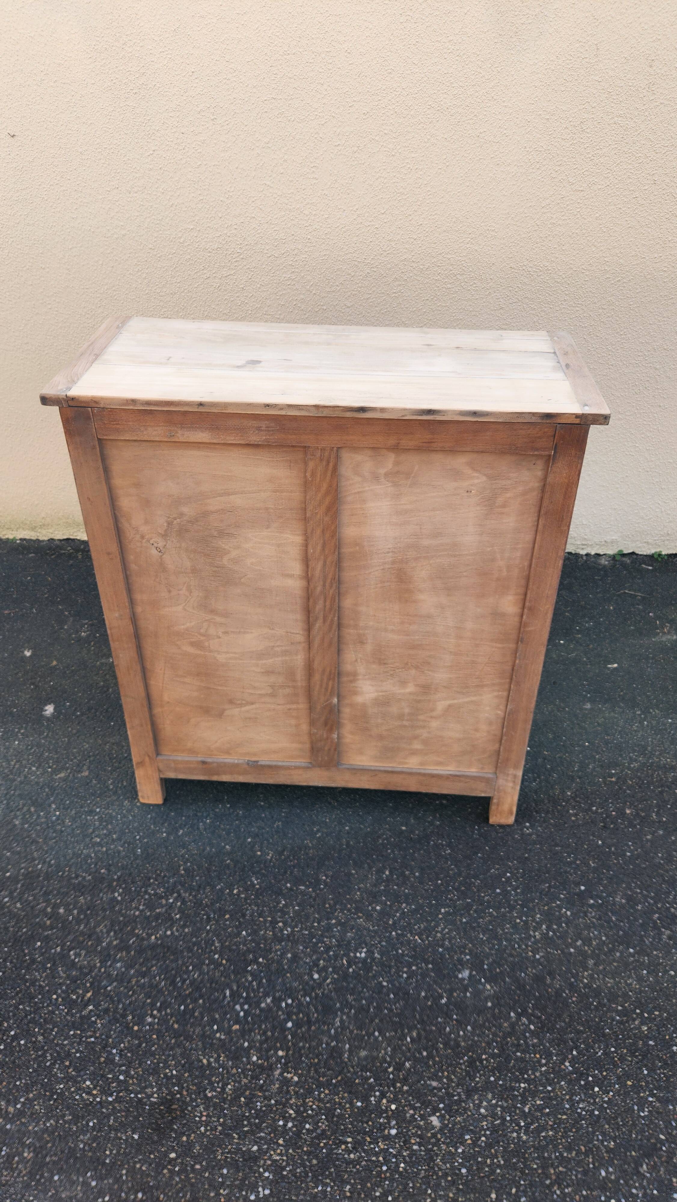 Old Parisian furniture with two doors, raw sanded.