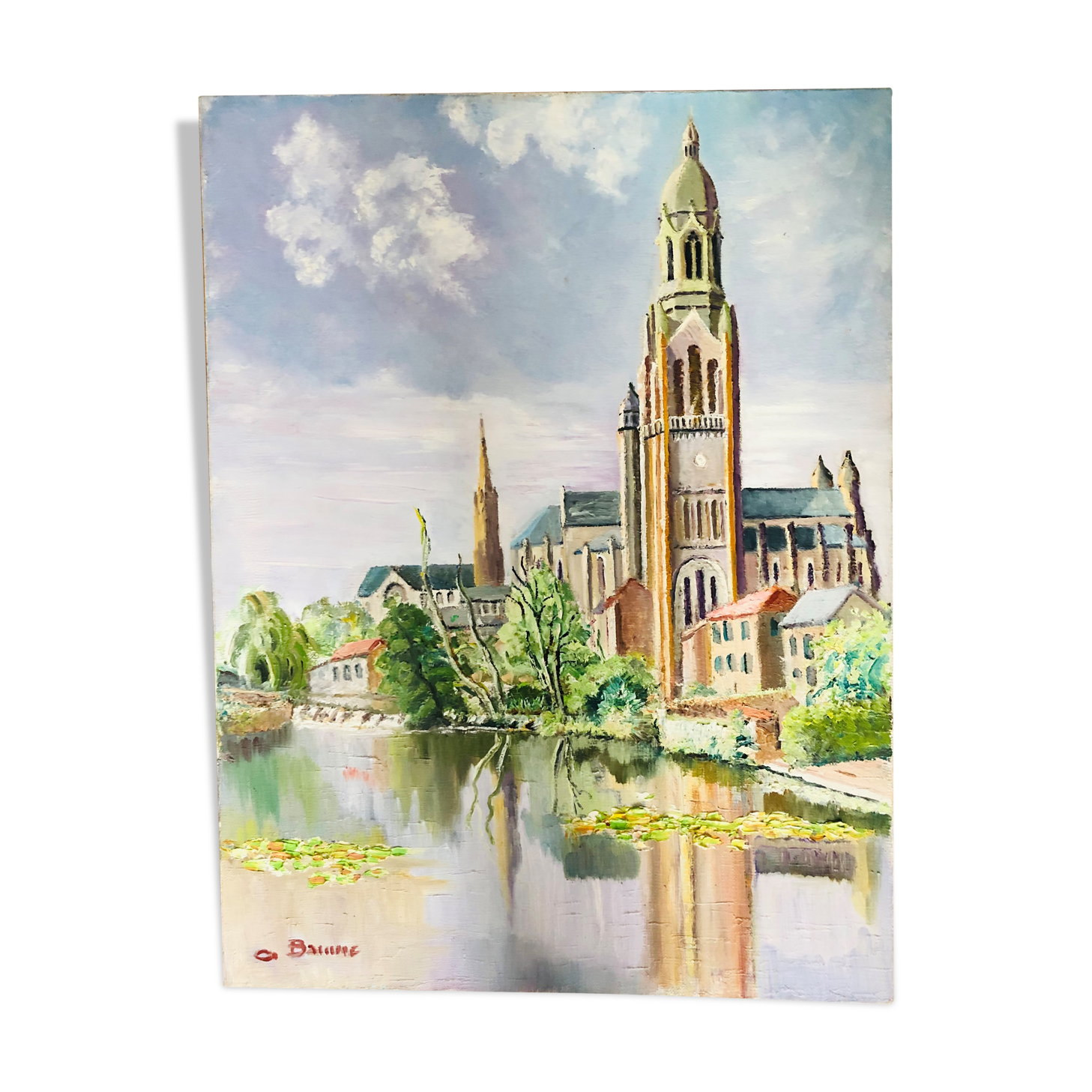Oil on canvas - Cathedral by the river