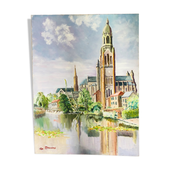 Oil on canvas - Cathedral by the river