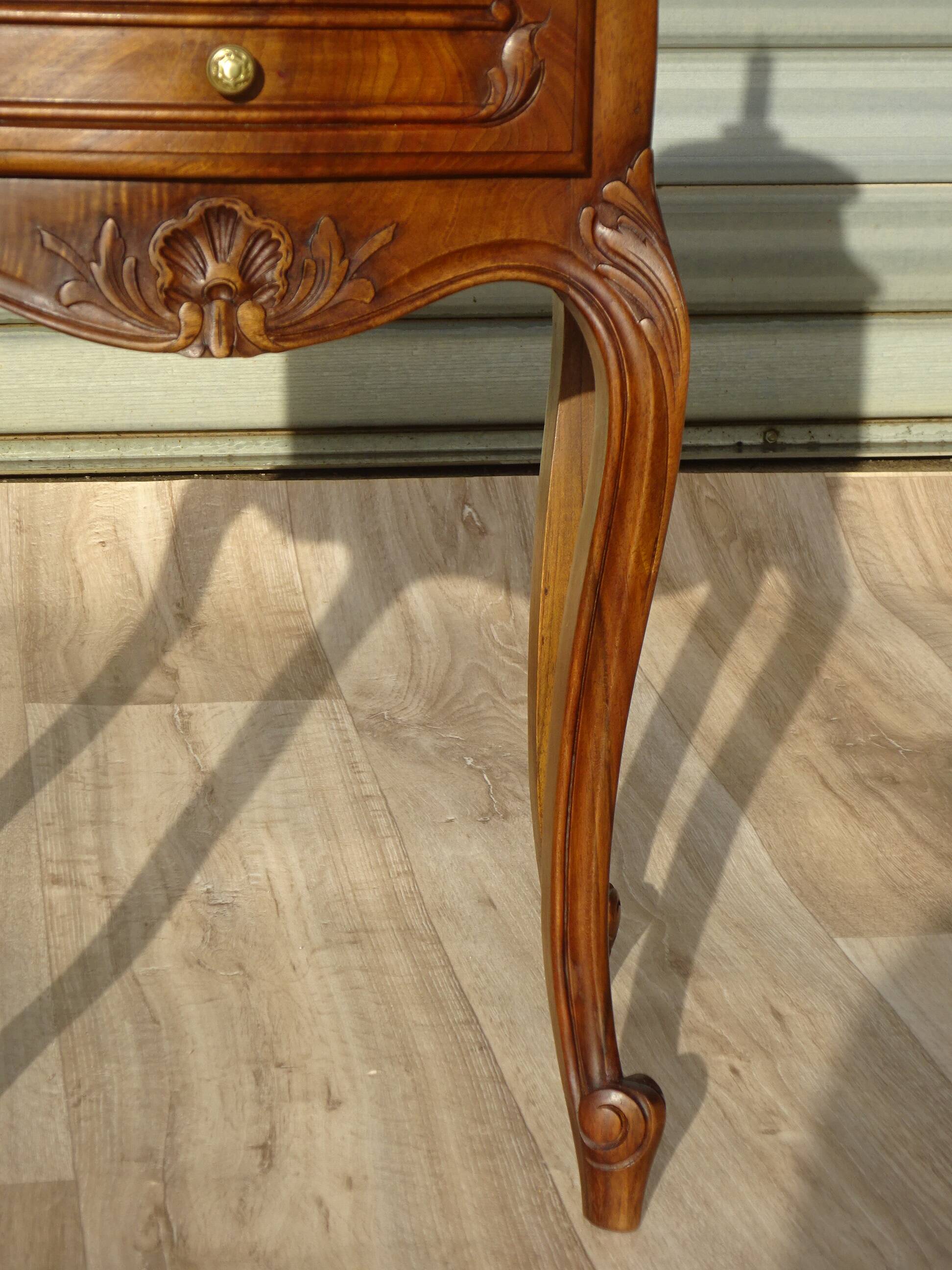 Louis XV bedside table in solid walnut