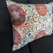 Decorative pillow case in linen and cotton  with suzani prints