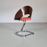 Set of 4 Italian dining chairs in plexiglass from the Spage era, 1970.