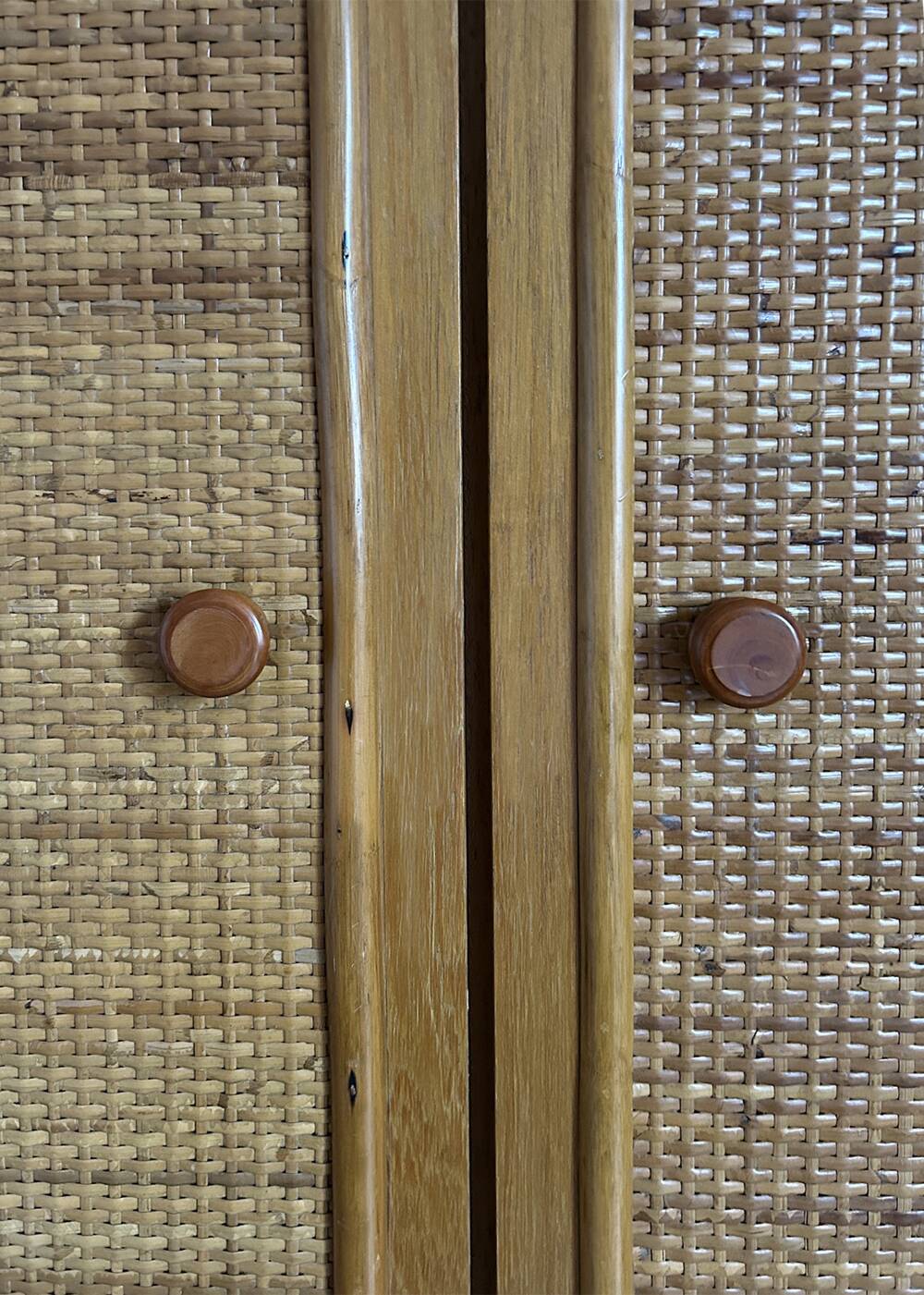 Vintage wardrobe, bamboo and rattan, Maugrion for Roche Bobois, 1980s