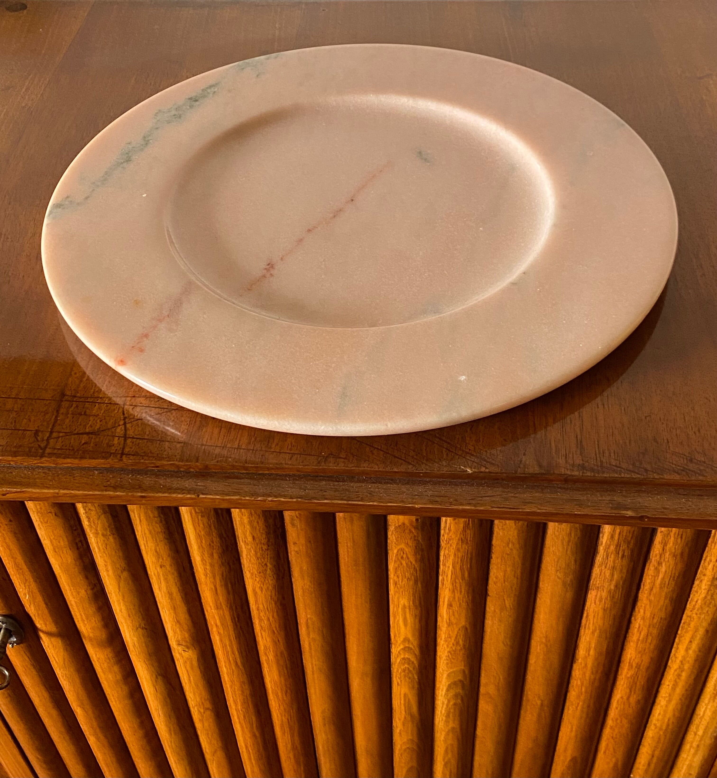 Pink marble centerpiece / tray, up&up italy, 1970s
