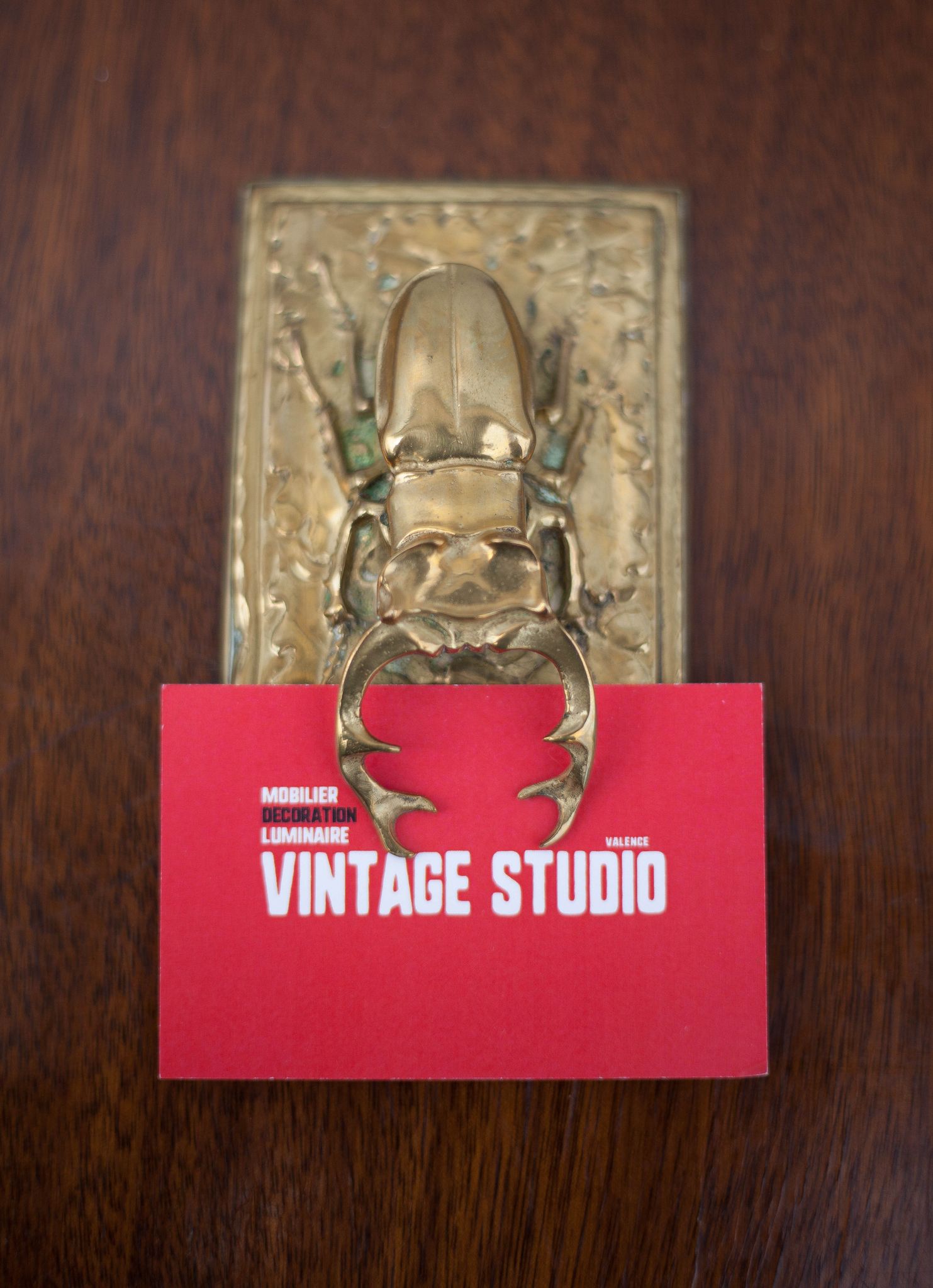 Scarab brass mail clip