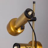 Lampadaire vintage années 70 en laiton doré à deux lumières design italien