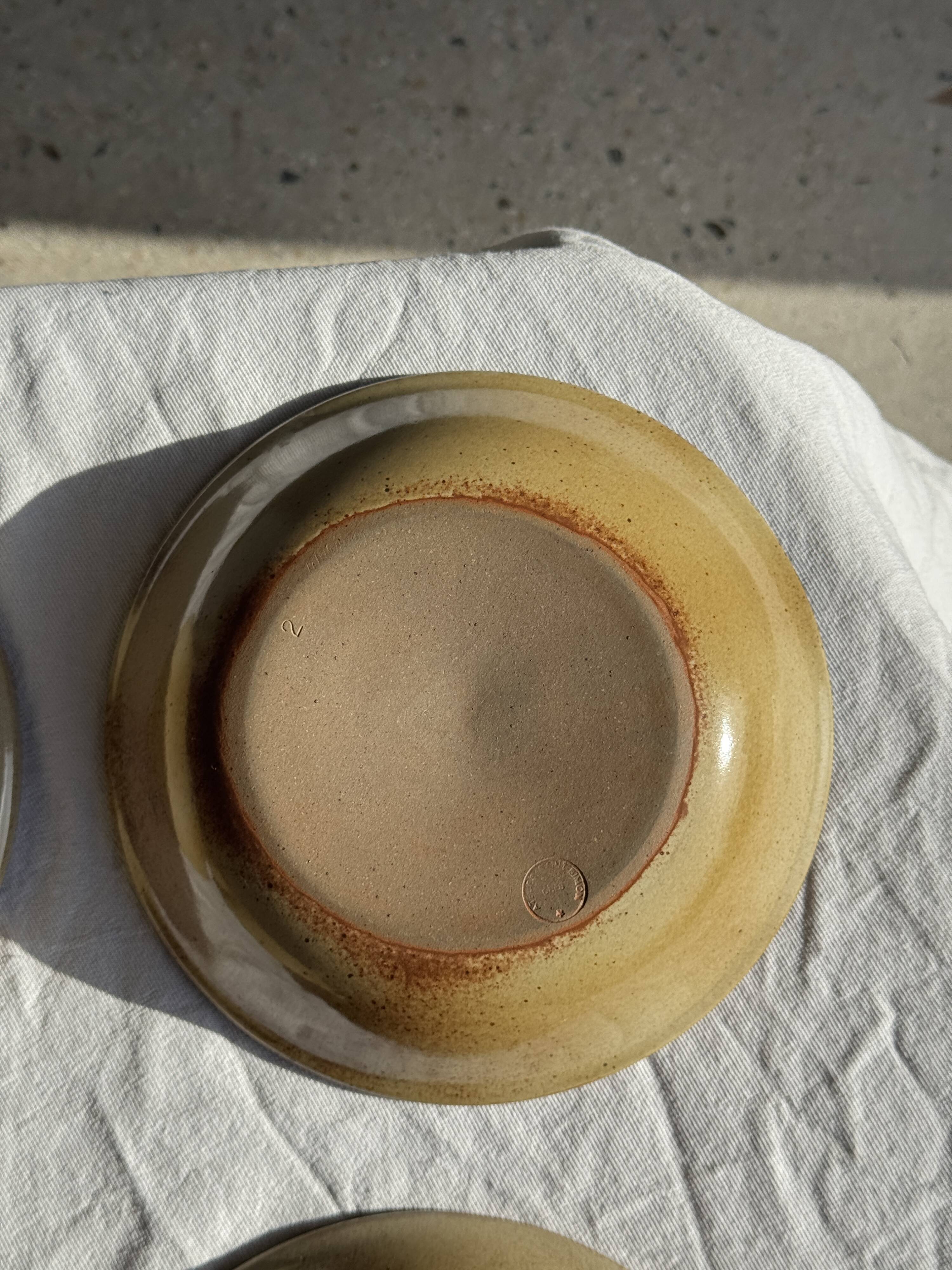 Set of 8 brown-rimmed stoneware deep plates Atelier Saint Simon D19.5