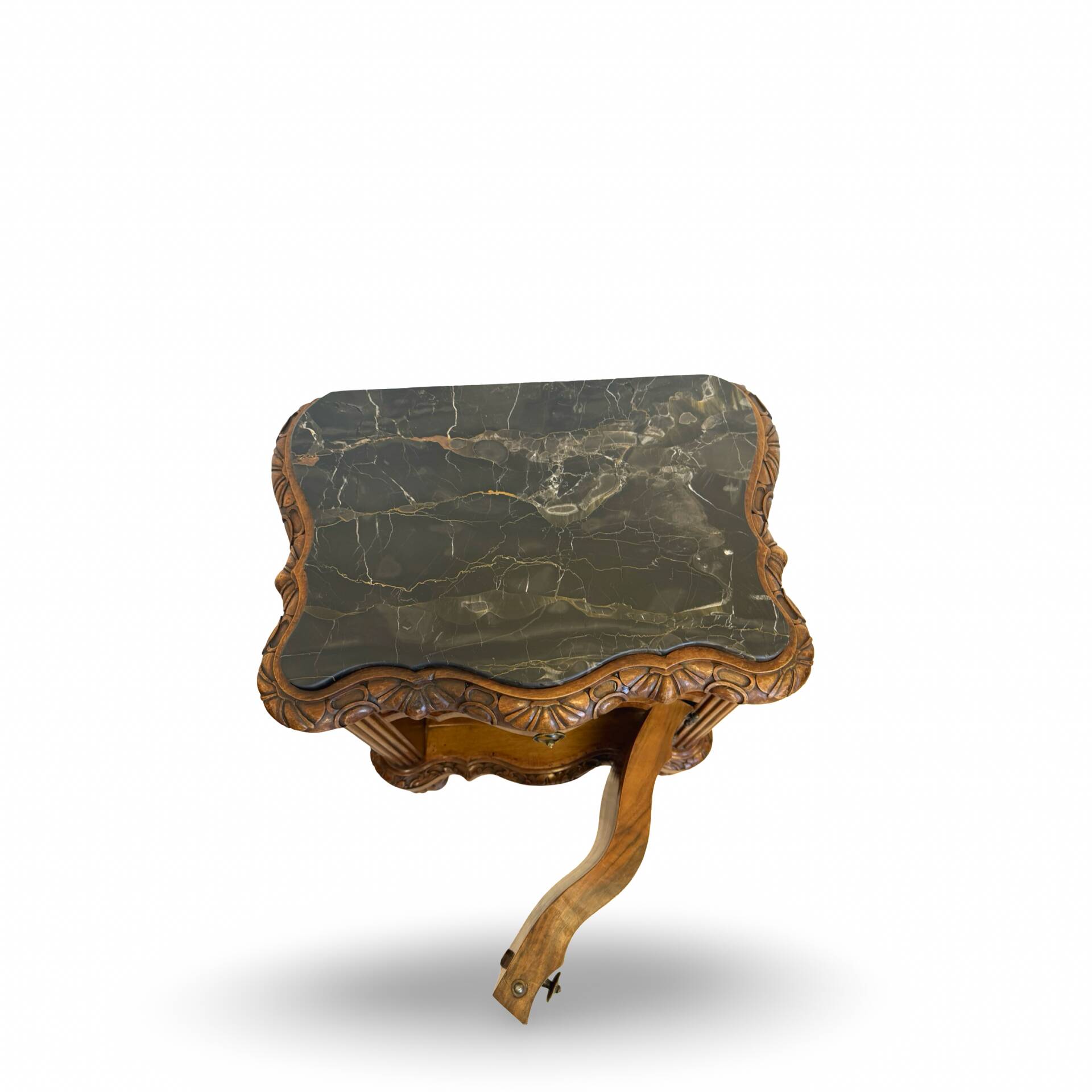art deco walnut serpentine nightstands, 1920s