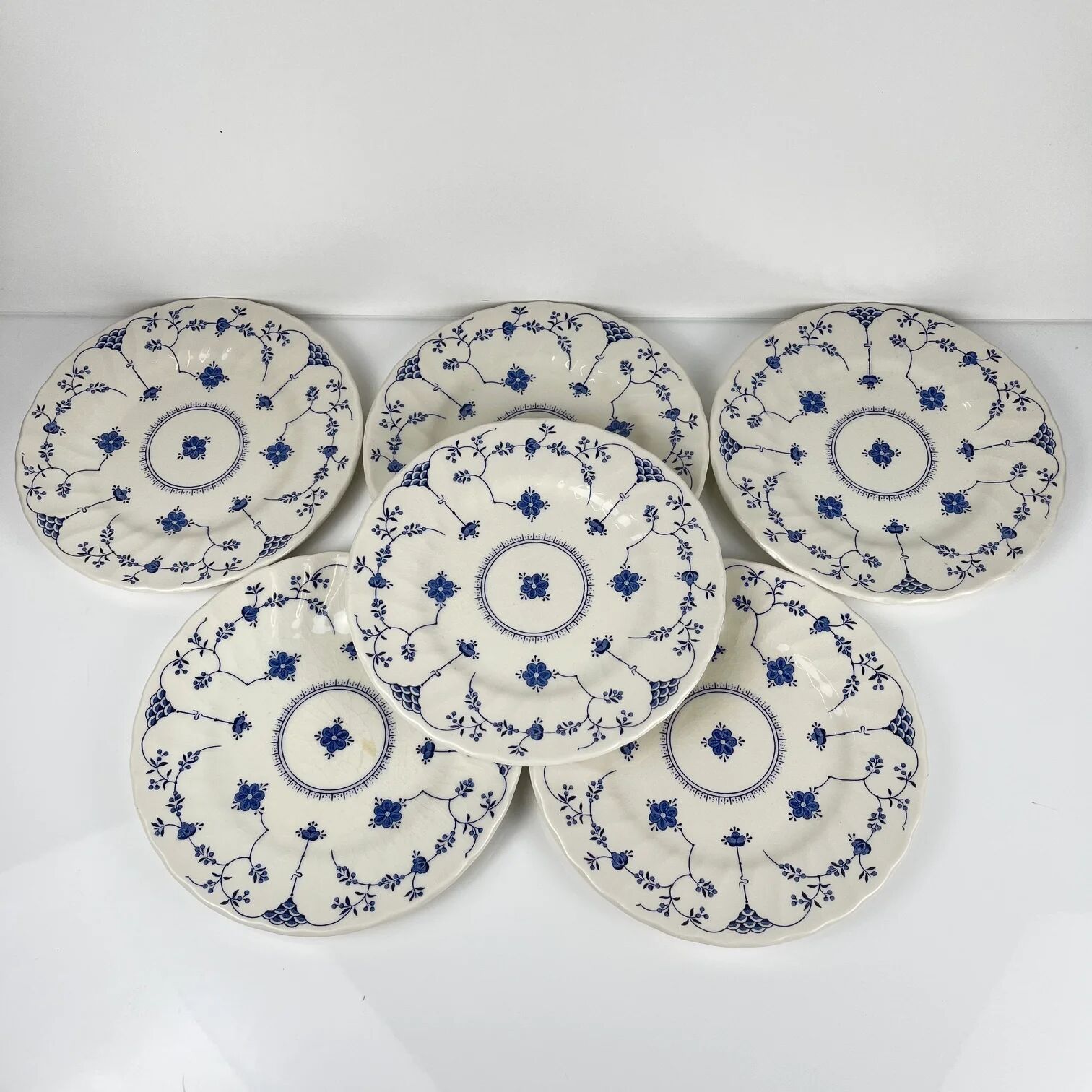 Set de 6 assiettes à dessert Myott Meakin, Angleterre, bleu