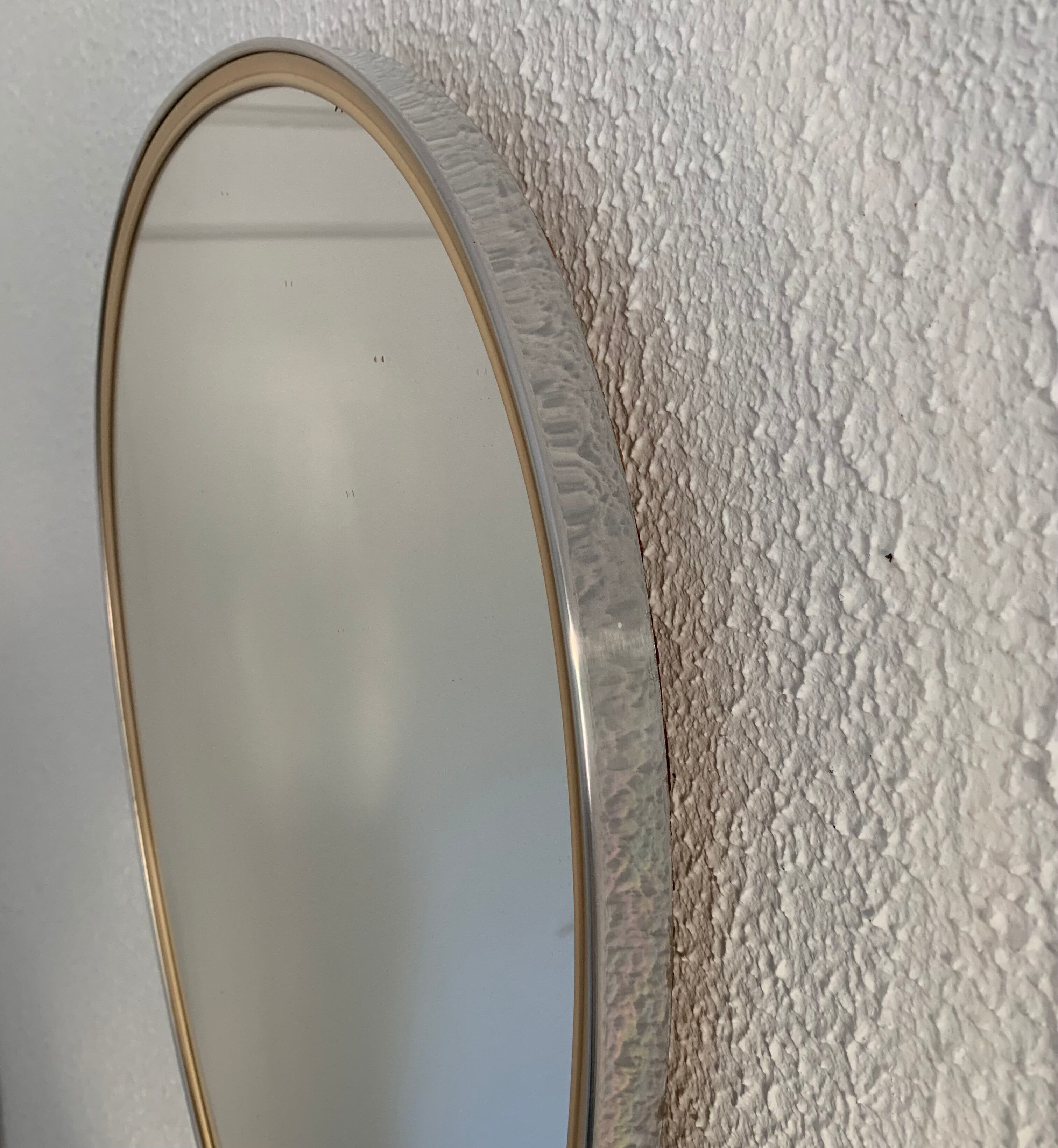 Vintage mirror 1960 rearview mirror aymetric silver - 48 x 33 cm