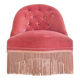 Fauteuil crapaud rose capitonné avec franges